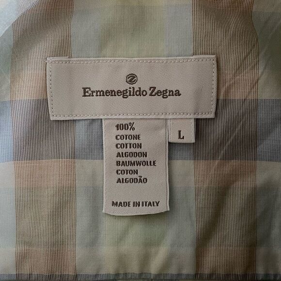 Ermenegildo Zegna Plaid Multi Long Sleeve Button Down Cotton Shirt L Italy - Picture 5 of 8